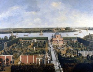 Talo joen rannalla. 1600-luvun kuvitus. Amsterdamin historiallinen museo tekijältä Unknown artist