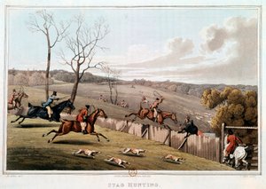 Metsästys Englannissa. 1800-luvun litografia. Paris, B.N. tekijältä Unknown artist