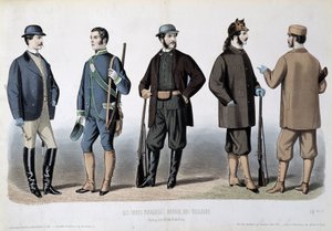 Metsästysasut, "" Le Journal des tailors"" tekijältä Unknown artist