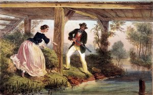 Hauen metsästys Englannissa. 1800-luvun kaiverrus. Gien, metsästysmuseo tekijältä Unknown artist