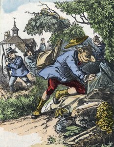Kuvitus tarinasta "Hyvä äitilammas". "" Tarinoita kodista pienimmille"". Anonyymi kaiverrus 1800-luvulta. tekijältä Unknown artist