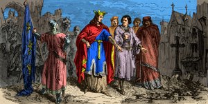 Vuonna 1186 Philippe Auguste (1165-1223) määräsi päällystämään Pariisin kadut, kaiverrus 1800-luku tekijältä Unknown artist