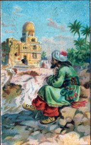 Raunion edessä: Tarina Marufista (Maruf) säästäjästä "" Tuhat ja yksi yötä" (1001 yötä tai Le mille e una notte, Arabian Nights), 1800-luvun lopun kromolitografia. tekijältä Unknown artist