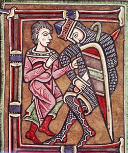 Alkukirjain E Daavidin ja Urian kanssa, Batseban puoliso (pienikokoinen tekijältä Unknown artist