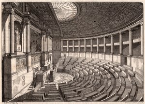 Sisäkuva edustajainhuoneesta (kansalliskokous), aiemmin nimeltään Palais Bourbon, Pariisi, Ranska tekijältä Unknown