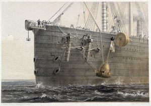 Merenalaisen kaapelin asennus vuonna 1858 (maamerkkipoiju) - W. H. Russelin "The Atlantic Telegraph", noin 1860 tekijältä Unknown artist