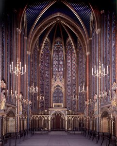 Pariisin Sainte Chapellen sisäkuva: Korkea kappeli, arkkitehtuuri tekijältä Unknown artist