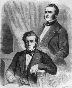 Isaac ja Jacob Emile Pereire, ranskalaiset liikemiehet, Société de Crédit Mobilier -järjestön perustajat (1852). tekijältä Unknown artist