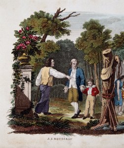 Jean Jacques Rousseau lapsen kanssa, talonpojan keskeyttämä tekijältä Unknown artist