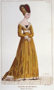 Jeanne de Bourbon (1338-1378). Ranskan kuningatar 1364-1378. Kaiverrus vuodelta 1830 tekijältä Unknown artist