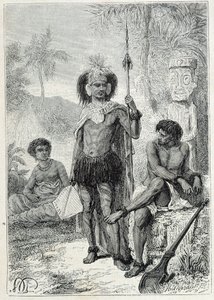 Kapteeni James Cookin (1728-1779) matka: Marquesassaarten alkuperäiskansat - kuva otettu teoksesta "1700-luvun suuret merimiehet" tekijältä Unknown artist