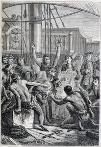 Samuel Wallisin (1728-1795) matka Polynesiaan: alkuperäiskansojen etonit peilin ääressä - kuva otettu teoksesta "1700-luvun suuret merenkulkijat" tekijältä Unknown artist