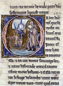 Kuningas Modreius. Käsikirjoitus: Saint Gréalin valloitus, kirjoitettu 717 vuotta herramme intohimosta. Bibliotheque Municipale de Rennes, ms. 255 (Pyöreän pöydän romaanien kokoelma); Pariisi tekijältä Unknown artist