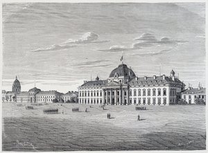 Invalidien sotakoulu Champ de Marsista nähtynä - kaiverrus, n. 1830 tekijältä Unknown artist