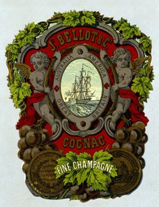 Etiketti "" Bellot Cognac - Fine Champagne", sd. 1800-luvulla. tekijältä Unknown artist