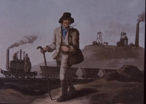 Työläinen, varhainen teollinen vallankumous, 1800-luvun alku (värilitho) tekijältä Unknown artist