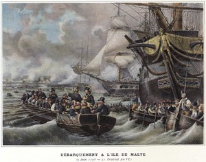 Napoleon Bonaparten laskeutuminen Maltan saarelle 9. kesäkuuta tekijältä Unknown artist