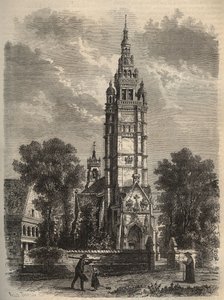 Ogival taide taantumassa - Notre-dame de Roscoff en bretagne - kaiverrus 1800-luvun din tekijältä Unknown artist