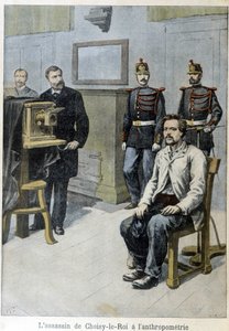 Choisy-le-Roin salamurhaaja antropometriaan (ja herra Alphonse Bertilloniin) - "" Le Petite Journal" -lehdessä, toukokuu 1899 tekijältä Unknown artist
