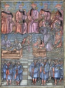 Le prevot des marchands et les echevins de Paris au 16eme vuosisadan kaiverrus vuoden 1528 alkuperäisen jälkeen - Pariisin kauppiaiden ja valtuutettujen provosti, veronkeräyspaikka, otsikkosivu julkaisusta "Prevote des Merchants -oikeuden kuninkaalliset mä tekijältä Unknown artist