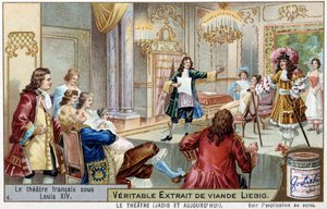 Ranskalainen teatteri Louis XIV:n johdolla (1638-1715) - Kromolitografia Liebig tekijältä Unknown artist