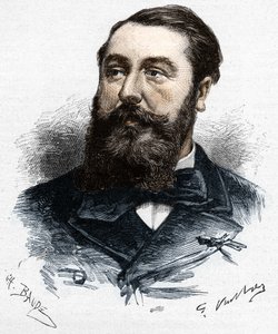 Leo Delibes (1836-1891), ranskalainen muusikko ja säveltäjä. Charles Bauden puukaiverrus Gaston Vuillierin mukaan - teoksessa "" Le Monde Illustré" 28. huhtikuuta 1883. tekijältä Unknown artist