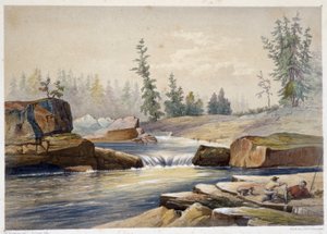 Les chutes de papineau - teoksessa "" Luonnokset nipisaguitista, New Brunswickin joesta Amerikassa"" William Hickman, toim. Halifax tekijältä Unknown artist