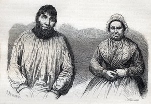 Les epoux Dumollard (Martin Dumollard (1810-1862) ja hänen vaimonsa rikoskumppani Marie Anne (Marie-Anne) Martinet (1814-1875) Kaiverrus 1800-luvulta tekijältä Unknown artist