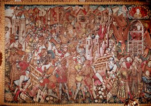 Makedonian kuninkaan Aleksanteri Suuren (356-323 eKr.) elämä ja urotyöt. 1400-luvun kuvakudos. Rooma, Galleria Doria Pamphili tekijältä Unknown artist