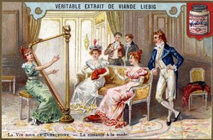 Elämä johtokunnan alaisuudessa: romantiikkaa muodissa. Chromo Liebig 1800-luvun lopulta. tekijältä Unknown artist