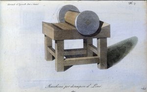 Pellava ecanguard kone. Levy otettu lehdestä "" Journal of Agriculture, Arts and Technics "" (Revue d