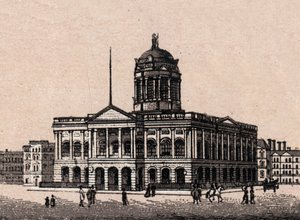 Liverpool, Englanti: näkymä kaupungintalolle. kirjassa "" Maailma havainnollistaa 168 näkymää"" Päiväämätön (1800-luvun loppu) tekijältä Unknown artist