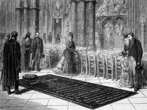 Livingstonen hauta Westminster Abbeyssa - "" Livingstonen viimeinen matka 1866-1873"" "" Tour du Mondessa"", 2. sem. 1875 tekijältä Unknown artist