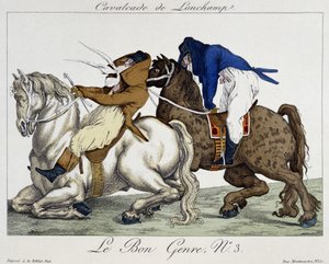 Longchamps Cavalcade - karikatyyri, deb. 1800-luvulla tekijältä Unknown artist