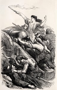 Lord Byron - kuvitus kohtauksesta englantilaisen runoilijan runosta Childe Harold (kaiverrus) tekijältä Unknown artist