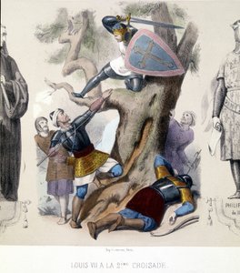 Louis VII nuori (1120/1180), Capetiens ohjaa 2. ristiretken aikana (1147/1149). tekijältä Unknown artist