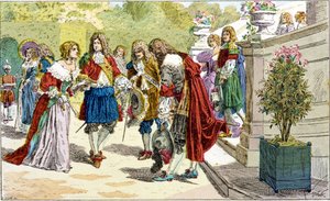 Ludvig XIV ja hänen hovissaan Versaillesissa. tekijältä Unknown artist