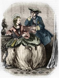 Louis XV ja rouva de Pompadour, Jeanne Antoinette Poisson (1721-1764) (Marquise de Pompadour) - Ranskan historiassa L.-P. Anquetil tekijältä Unknown artist