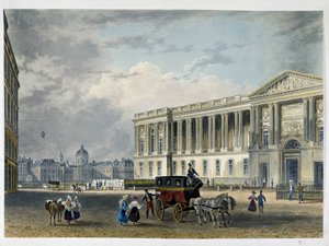 Louvre - Itäinen julkisivu, takana kupoli - 1800-luku tekijältä Unknown artist
