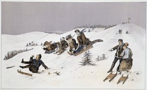 Kelkkailu - "" Luonnokset kanadalaisista urheilu- ja ajanvietteistä"" Liut. Henry Buckton Laurence tekijältä Unknown artist