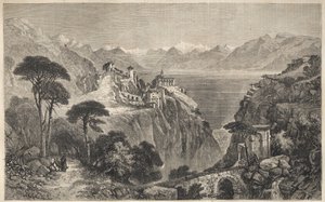 Madonna del Sasso, Sveitsi - Sasson Neitsyt Marian luostari - lähellä Locarnoa Maggiore-järvellä - Ticinon kantoni Sveitsissä - 1861 tekijältä Unknown artist