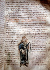 Käsikirjoitussivu Claude Galienin "On the Simple Drugs" -julkaisusta (Klaudios Galenos tai Claudio Galeno tai Claudius Galenus tai Galen, v. 131 - v. 201). 8. tai 9. vuosisadalla. Luccan hallinto. tekijältä Unknown artist