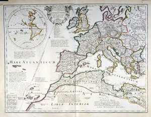 Euroopan kartta. 1700-luvun alku. tekijältä Unknown artist