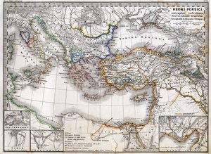 Kartta Persian valtakunnasta Aleksanteri Suuren vallan aikana. Atlas vuodelta 1865. tekijältä Unknown artist