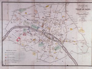 Kartta Pariisin kaupungista 1840. tekijältä Unknown artist