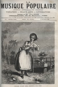 Marie Justine Benoite Duronceray (Madame Favart) elokuvassa "" Ninette a la cour ou le Caprice amour" - komedia kolmessa näytöksessä ja säkeessä, lähitaistelu, Charles Simon (Charles-Simon) Favart - kaiverrus teokseen "La musique populaire" ””” - kuvitettu tekijältä Unknown artist