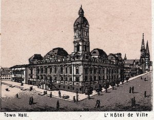 Melbourne, Australia: näkymä kaupungintalolle. kirjassa "" Maailma havainnollistaa 168 näkymää"" Päiväämätön (1800-luvun loppu) tekijältä Unknown artist