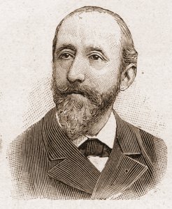 Academy Francaisen jäsenet vuonna 1895: muotokuva Jules Claretiesta (1840-1913), ranskalaisesta kirjailijasta, näytelmäkirjailijasta ja kriitikosta. tekijältä Unknown artist