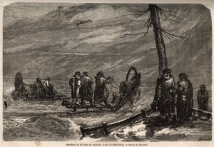 Ambulanssin kauppias, on Pietariin johtavan tien risteys. Henrietin piirros havainnollistamaan hänen matkaansa Venäjän Baltian maakuntiin vuosina 1851-54. Kaiverrus kirjassa "" Le tour du monde", toimittanut Edouard Charton tekijältä Unknown artist