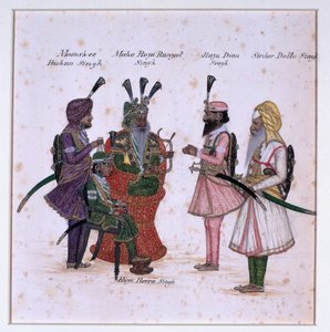 "Moonshee Bishun Singh, Maha Raja Ranjeet Singh, Raja Dian Singh, Sirdar Dulla Singh" tekijältä Unknown artist